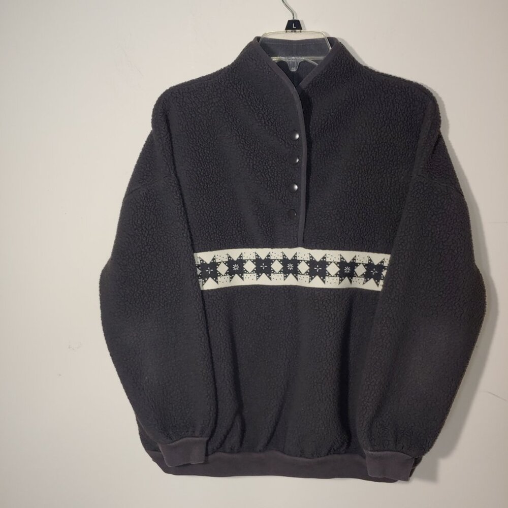 Madewell (Re)sourced Sherpa 1/4 Button Placket Pullover Sweater Size XXS Grey